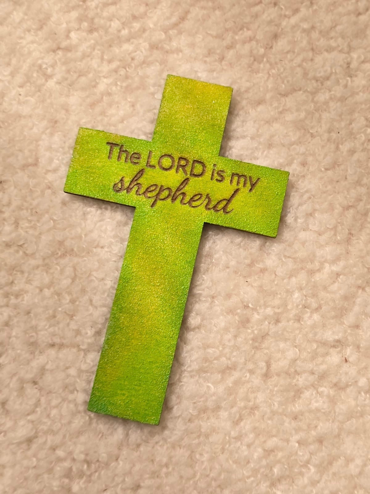 木製十字架磁貼—“The LORD is my shepherd”