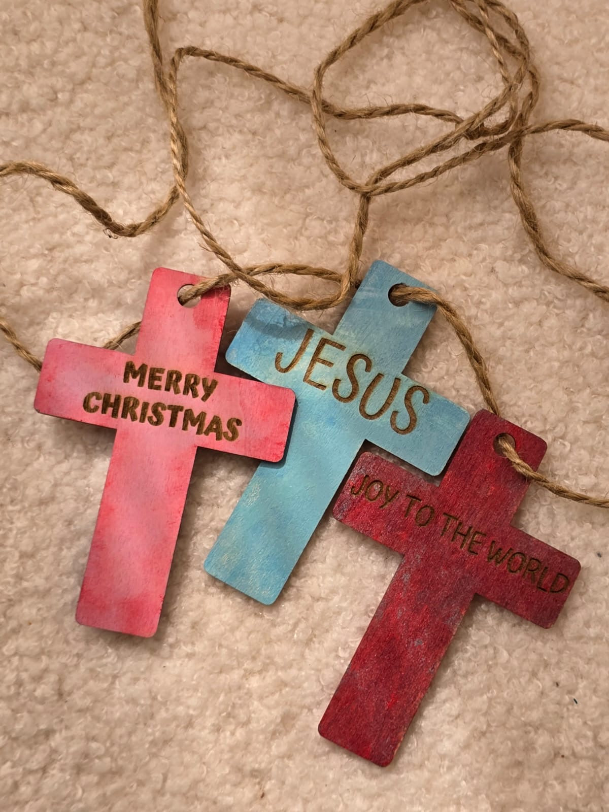 迷你木製十字架—主題”Merry Christmas“