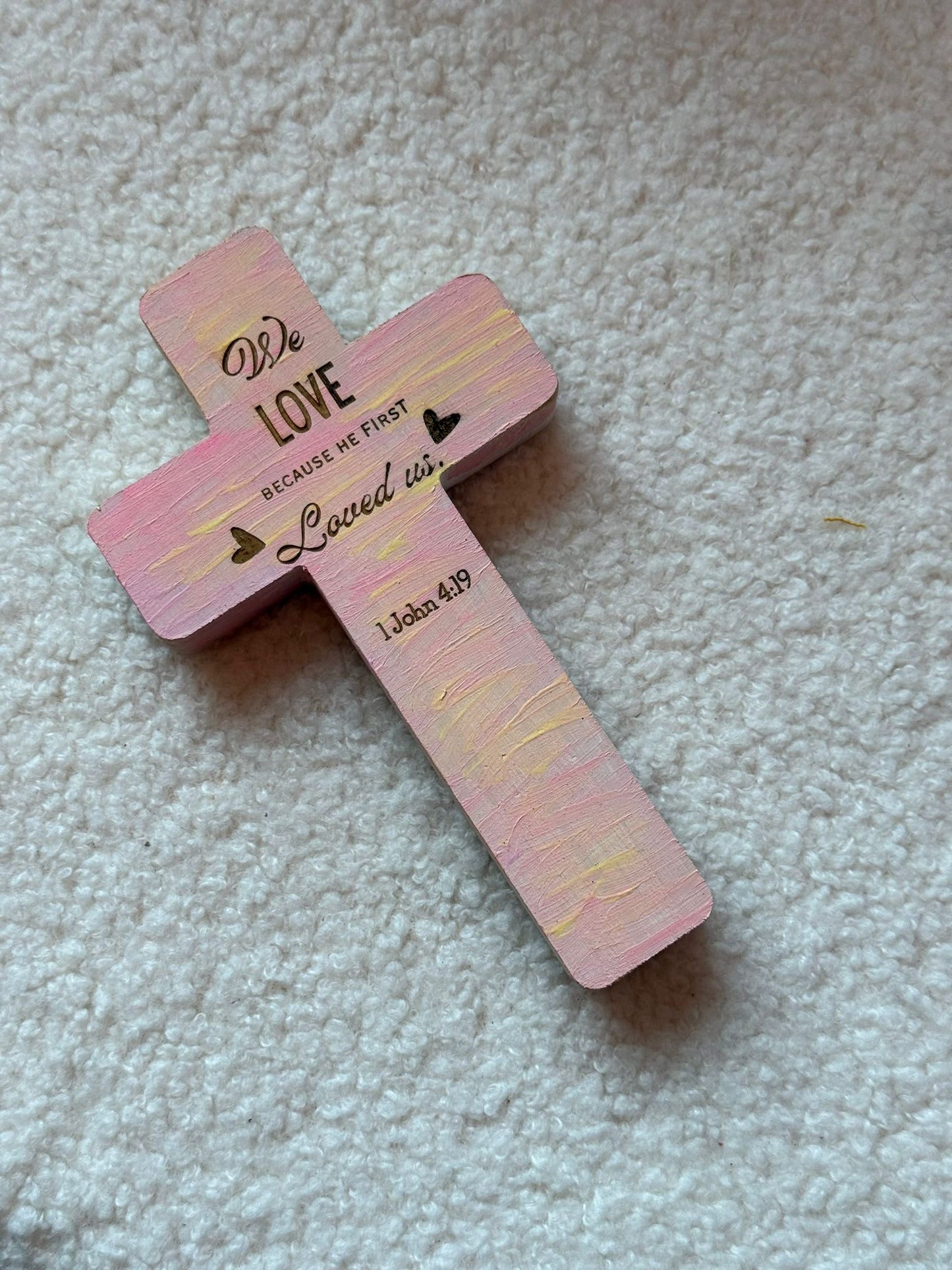 手工木製十字架—“We love because He first loved us”