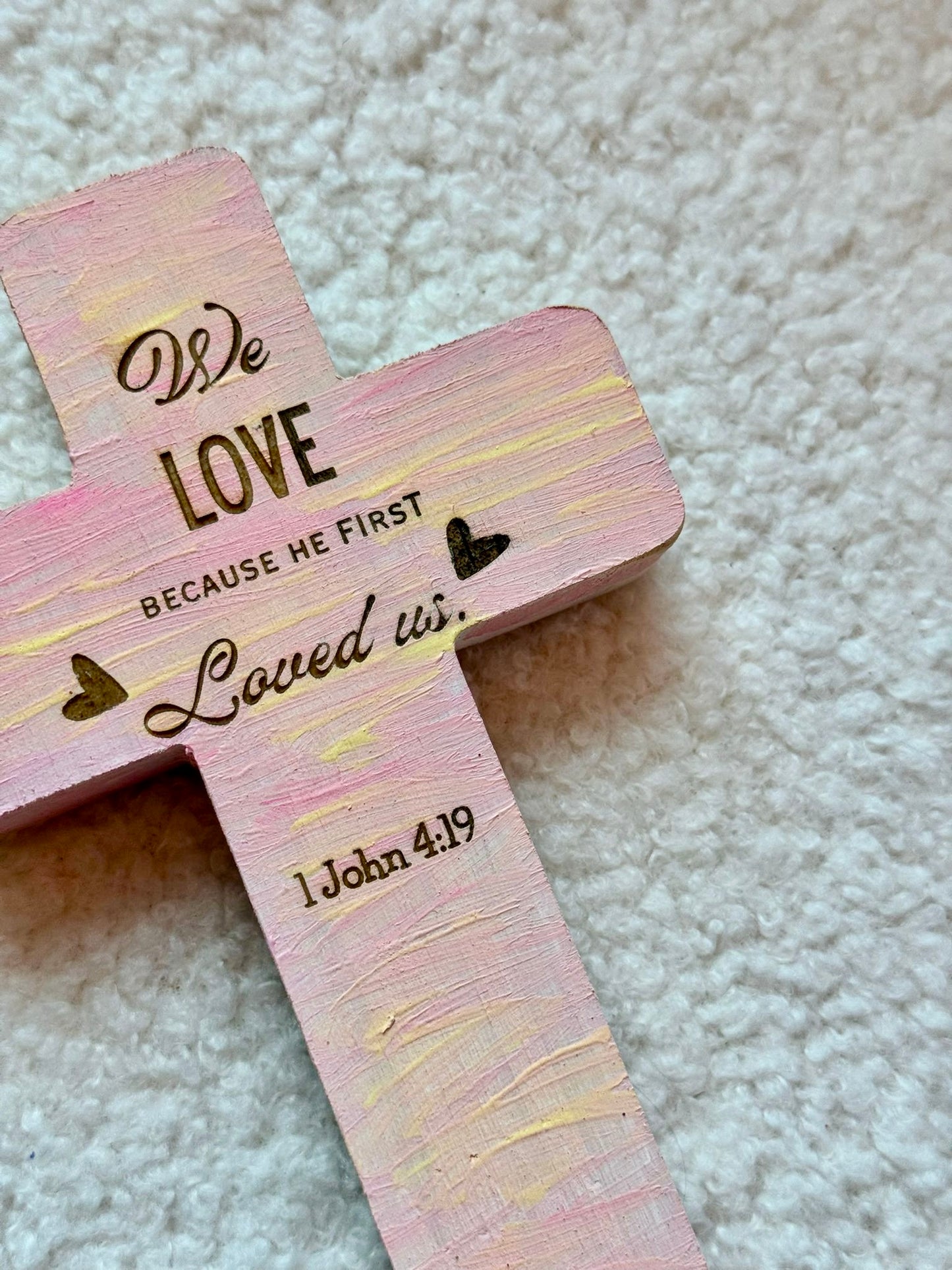 手工木製十字架—“We love because He first loved us”