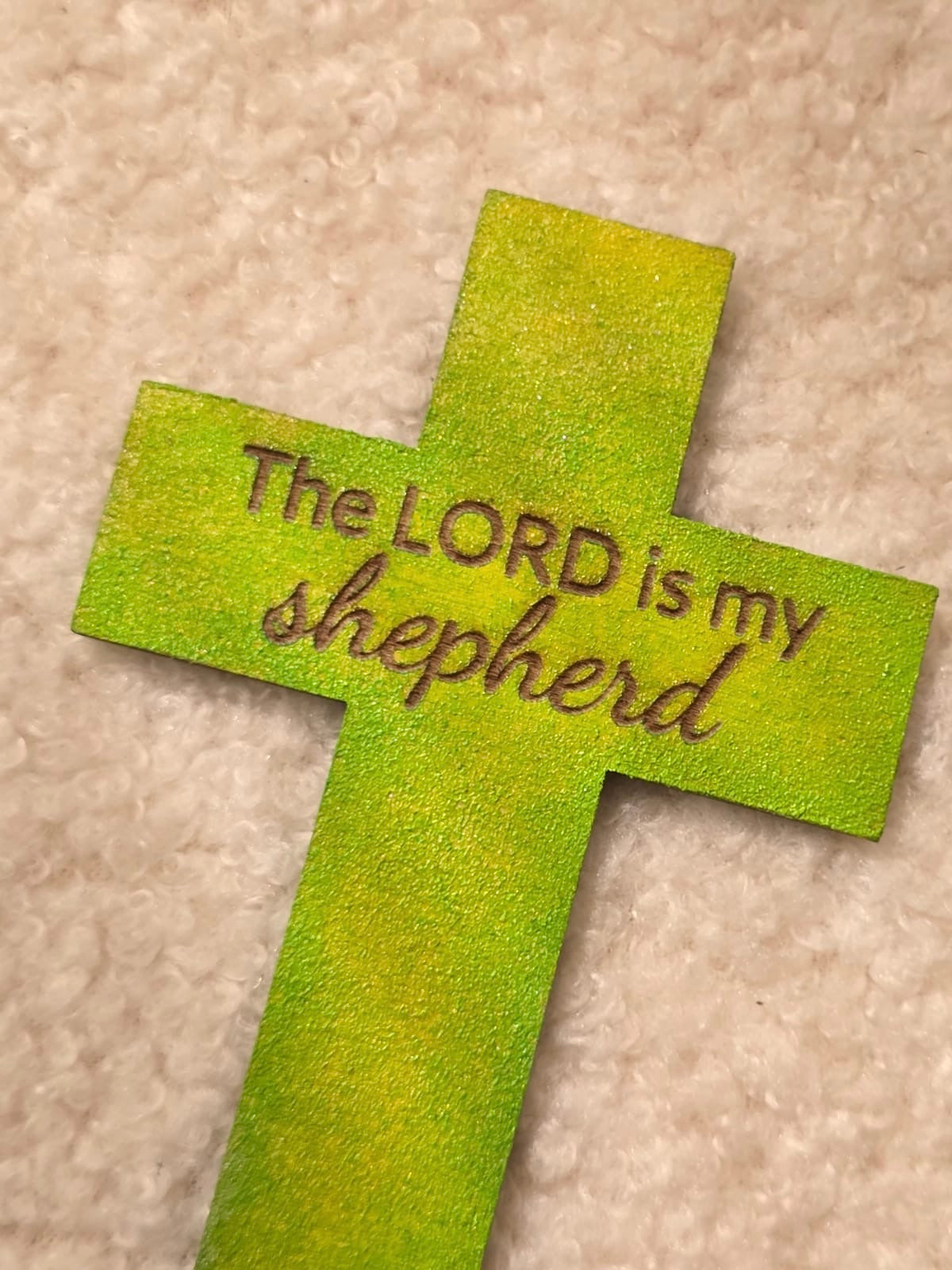 木製十字架磁貼—“The LORD is my shepherd”