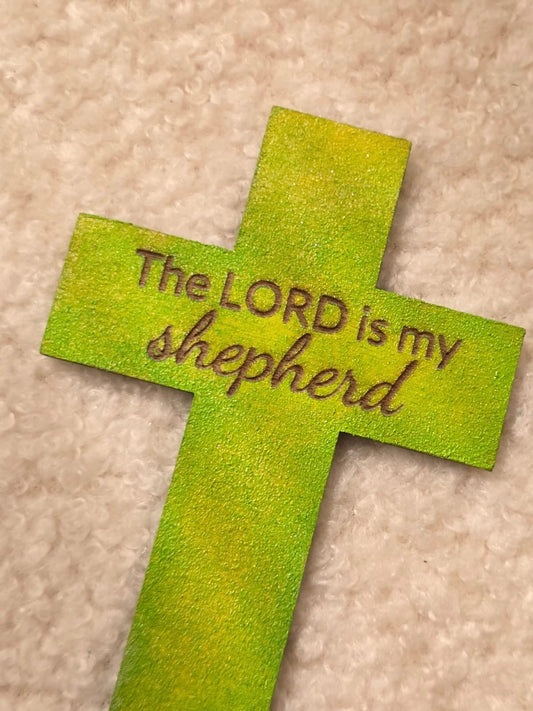 木製十字架磁貼—“The LORD is my shepherd”