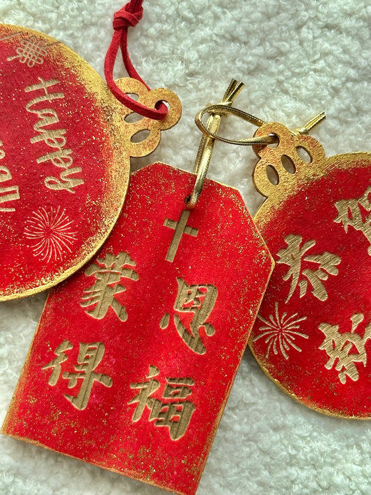 手工木製中國農曆新年節日掛飾